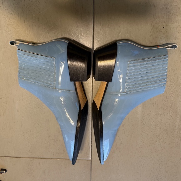 AEYDE - new! (38) Periwinkle Lt Blue Patent Leather Booties - Picture 7 of 8